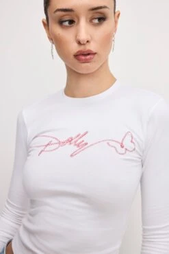 GOOD AMERICAN DOLLY BUTTERFLY SUPER STRETCH LONG SLEEVE | WHITE001 -GOOD AMERICAN STORE 250307 12 GT0683DP W001 4 0103
