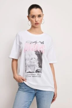 GOOD AMERICAN DOLLY OVERSIZED CONCERT TEE | WHITE001 -GOOD AMERICAN STORE 250307 16 GT0699DP W001 4 0031