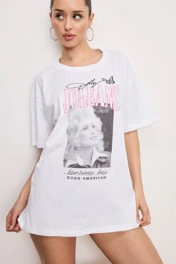 GOOD AMERICAN DOLLY OVERSIZED CONCERT TEE | WHITE001 -GOOD AMERICAN STORE 250307 16 GT0699DP W001 4 0158