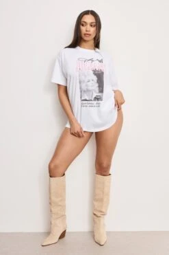 GOOD AMERICAN DOLLY OVERSIZED CONCERT TEE | WHITE001 -GOOD AMERICAN STORE 250307 26 GT0699DP W001 4 0319