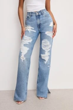 GOOD AMERICAN THE KHLOÉ JEAN LONG | INDIGO714 -GOOD AMERICAN STORE 250320 02 GKHLOSH156V I714 A 0050