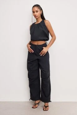 TWILL PARACHUTE BUBBLE TOP | BLACK001 -GOOD AMERICAN STORE 250320 05 GFD267TW K001 A 0005