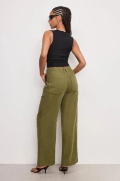 LITE LINEN PANTS | MARTINI OLIVE002 -GOOD AMERICAN STORE 250320 27 GFD227 MO02 A 0078