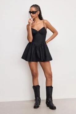 POPLIN MINI DRESS | BLACK001 -GOOD AMERICAN STORE 250320 35 GDW0261 K001 A 0034