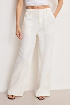 LITE LINEN PANTS | CLOUD WHITE -GOOD AMERICAN STORE 250328 02 GFD227 CLW1 0109