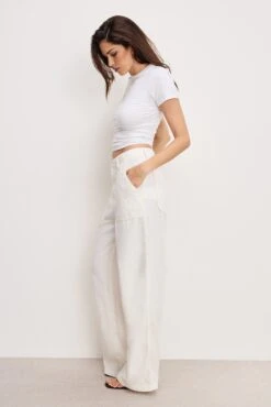 LITE LINEN PANTS | CLOUD WHITE -GOOD AMERICAN STORE 250328 02 GFD227 CLW1 0209