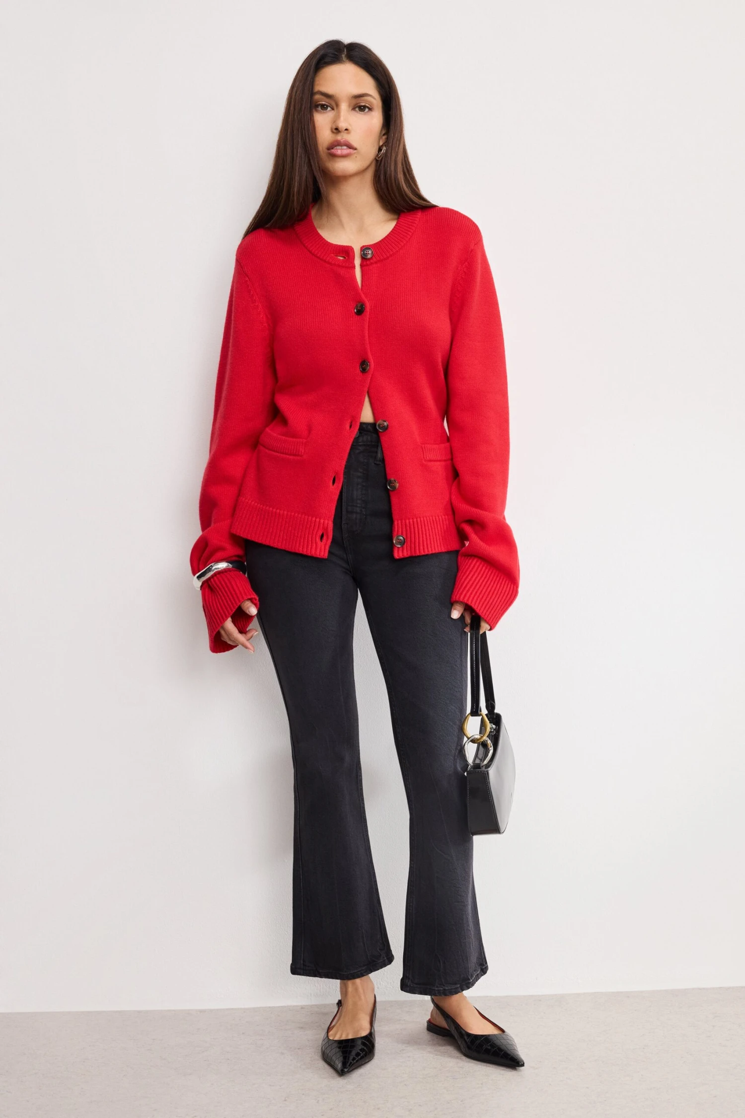 GOOD AMERICAN BUTTON FRONT KNIT CARDIGAN | CHILI001 6 GOOD AMERICAN BUTTON FRONT KNIT CARDIGAN | CHILI001 - Image 4