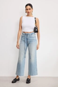 GOOD AMERICAN GOOD WAIST PALAZZO CROPPED JEANS | INDIGO999 10 GOOD AMERICAN GOOD WAIST PALAZZO CROPPED JEANS | INDIGO999 -GOOD AMERICAN STORE 250501 42 GWPCBE384T I999 A 5283