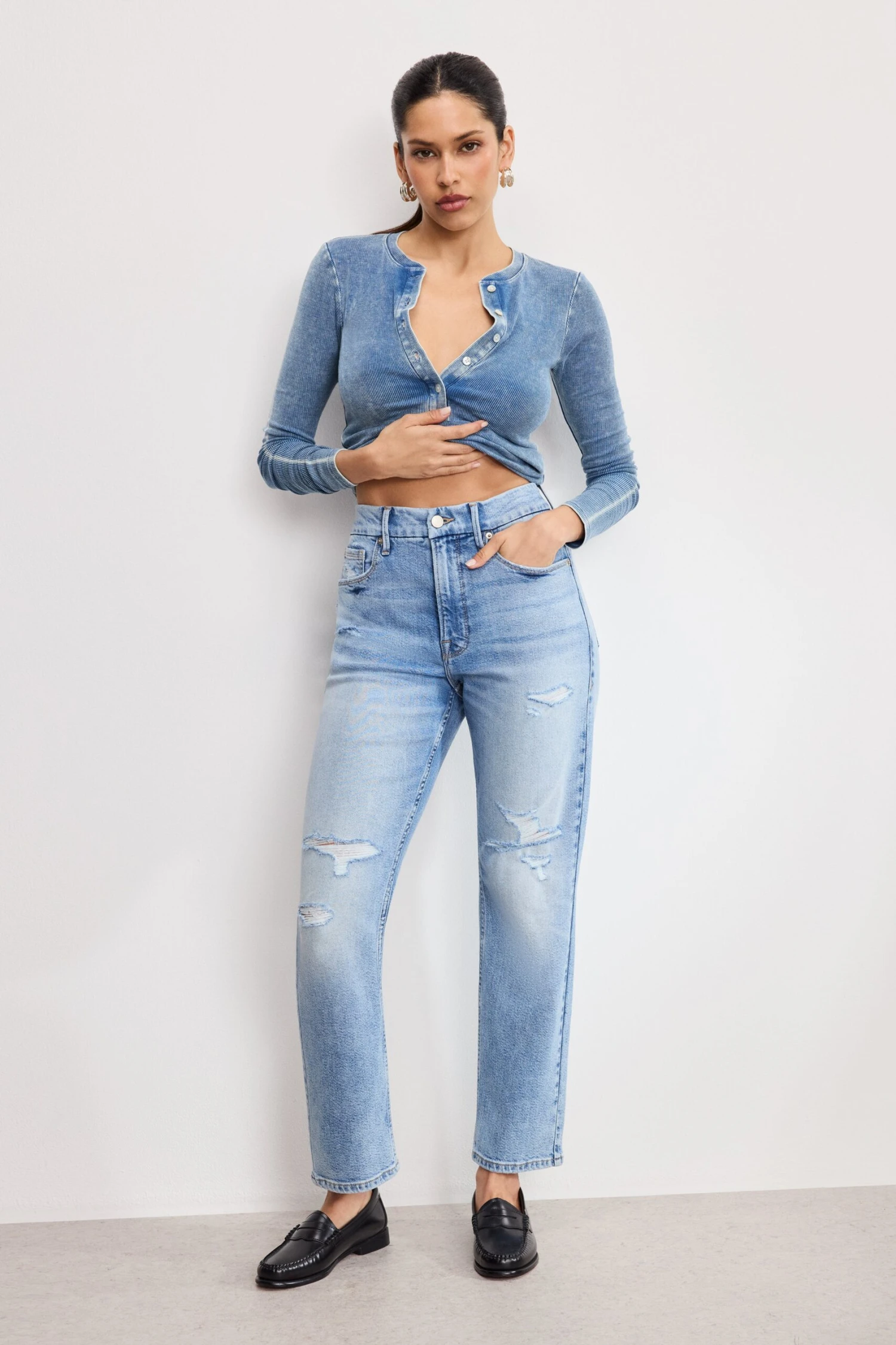 GOOD AMERICAN GOOD ICON STRAIGHT ANKLE JEANS | INDIGO1078 8 GOOD AMERICAN GOOD ICON STRAIGHT ANKLE JEANS | INDIGO1078 - Image 6