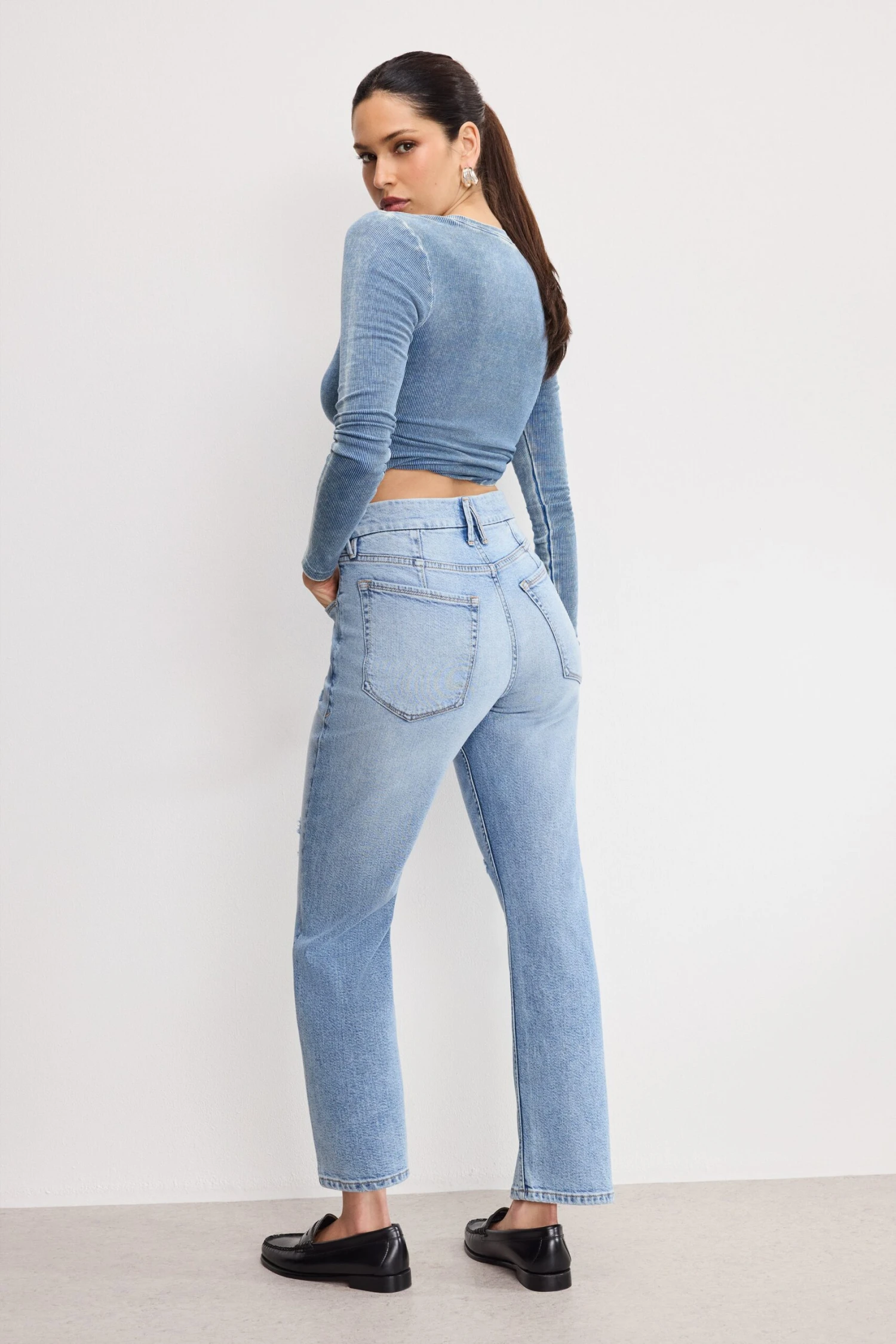 GOOD AMERICAN GOOD ICON STRAIGHT ANKLE JEANS | INDIGO1078 7 GOOD AMERICAN GOOD ICON STRAIGHT ANKLE JEANS | INDIGO1078 - Image 5