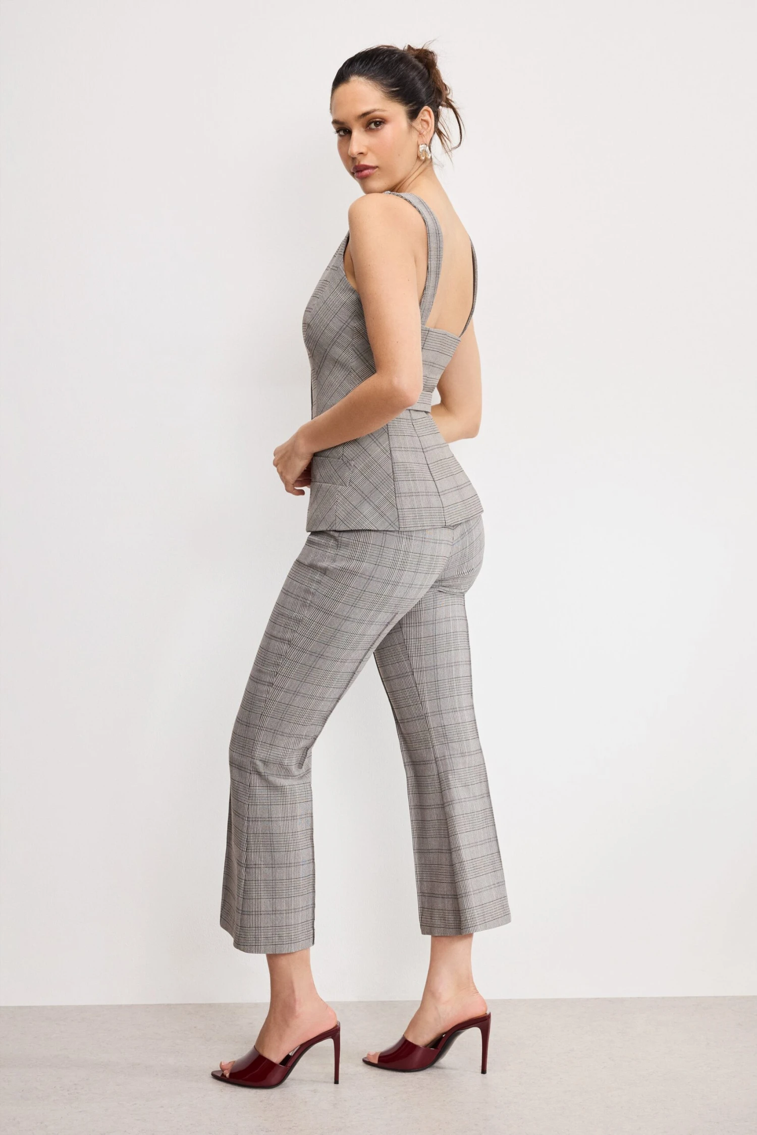 GOOD AMERICAN PLAID PULL ON KICK FLARE PANTS | GLEN PLAID001 6 GOOD AMERICAN PLAID PULL ON KICK FLARE PANTS | GLEN PLAID001 - Image 4