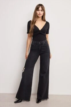 GOOD AMERICAN JERSEY TWIST FRONT BODYSUIT | BLACK001 -GOOD AMERICAN STORE 250604 05 KEY GB0678 K001 A 1838