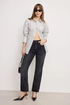 GOOD AMERICAN GOOD ICON STRAIGHT ANKLE JEANS | BLACK404