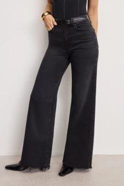 GOOD AMERICAN SOFT TECH GOOD WAIST PALAZZO JEANS | BLACK391 -GOOD AMERICAN STORE 250604 14 KEY GWP960BT K391 A 1490