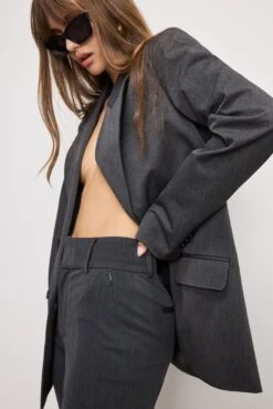 GOOD AMERICAN ESSENTIAL SUITING FLARE TROUSERS | DARK HEATHER GRAY -GOOD AMERICAN STORE 250604 16 KEY GWB0207 DHGR A 1743