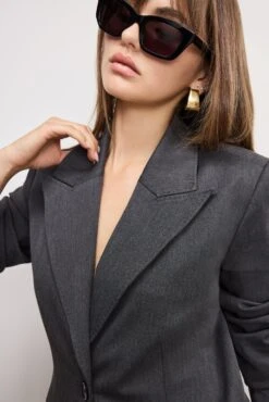 GOOD AMERICAN ESSENTIAL SUITING SCULPTED BLAZER | DARK HEATHER GRAY -GOOD AMERICAN STORE 250604 17 KEY GJK0182 DHGR A 1877