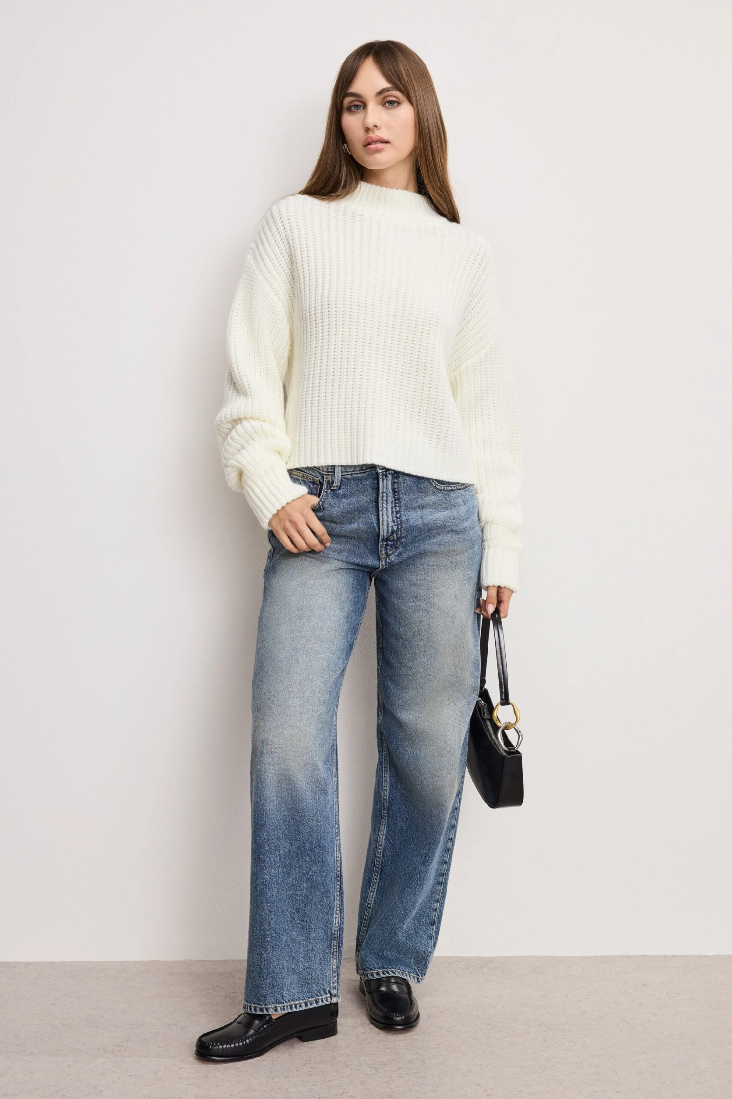 GOOD AMERICAN CHUNKY KNIT MOCK NECK SWEATER | IVORY003 6 GOOD AMERICAN CHUNKY KNIT MOCK NECK SWEATER | IVORY003 - Image 4