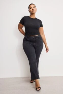 GOOD AMERICAN SOFT TECH GOOD KICK FLARE JEANS | BLACK390 -GOOD AMERICAN STORE 250710 24 KEY GHRKF220BS K390 C 3141 98805753 b70d 4b3e bf71 e032ea206cbf