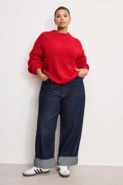 GOOD AMERICAN CHUNKY KNIT MOCK NECK SWEATER | CHILI001 -GOOD AMERICAN STORE 250710 26 GSK0358 CHI1 3241