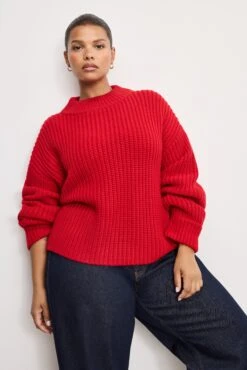 GOOD AMERICAN CHUNKY KNIT MOCK NECK SWEATER | CHILI001 -GOOD AMERICAN STORE 250710 26 GSK0358 CHI1 3281