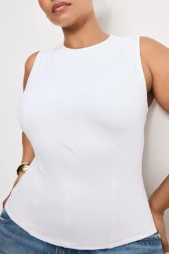 GOOD AMERICAN WEIGHTLESS SCUBA CORSET TANK TOP | WHITE001 -GOOD AMERICAN STORE 250710 33 GT0644 W001 3894
