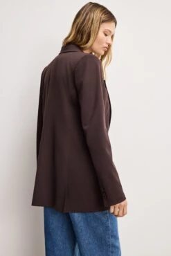 GOOD AMERICAN ESSENTIAL SUITING OVERSIZED DOUBLE BREASTED BLAZER | DARK CHOCOLATE -GOOD AMERICAN STORE 250714 08 GJK0183 DCHC 1252