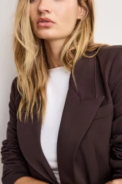 GOOD AMERICAN ESSENTIAL SUITING OVERSIZED DOUBLE BREASTED BLAZER | DARK CHOCOLATE -GOOD AMERICAN STORE 250714 08 GJK0183 DCHC 1323