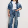 GOOD AMERICAN SOFT TECH GOOD PETITE PALAZZO JEANS | INDIGO986