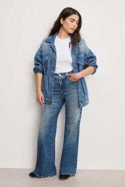 GOOD AMERICAN STORE 29 GOOD AMERICAN SOFT TECH GOOD PETITE PALAZZO JEANS | INDIGO986