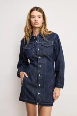 GOOD AMERICAN BARREL LONG SLEEVE MINI DRESS | INDIGO982 -GOOD AMERICAN STORE 250714 32 GFD382 I982 4365