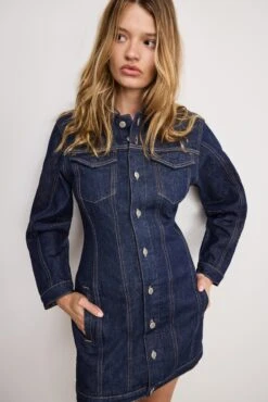 GOOD AMERICAN BARREL LONG SLEEVE MINI DRESS | INDIGO982 -GOOD AMERICAN STORE 250714 32 GFD382 I982 4450
