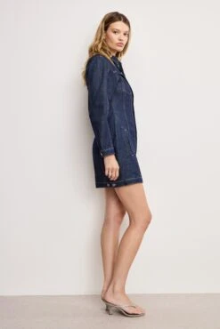 GOOD AMERICAN BARREL LONG SLEEVE MINI DRESS | INDIGO982 -GOOD AMERICAN STORE 250714 32 GFD382 I982 4461