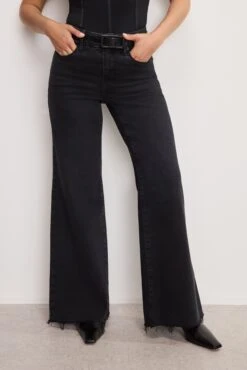 GOOD AMERICAN SOFT TECH GOOD PETITE PALAZZO JEANS | BLACK391 -GOOD AMERICAN STORE 250714 33 GPP960B002 K391 P 4581
