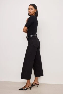 GOOD AMERICAN GOOD WAIST CROPPED PALAZZO NEVER FADE JEANS | BLACK001 -GOOD AMERICAN STORE 3.241018 35 GWPC47SBT K001 A 0056
