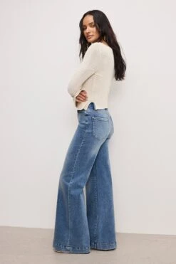 GOOD AMERICAN GOOD WAIST PALAZZO COMPRESSION JEANS | INDIGO837