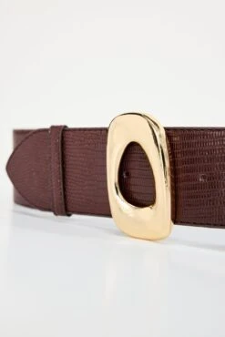 WIDE OVAL BUCKLE BELT | BROWN LIZARD RINT001 -GOOD AMERICAN STORE 4.241017 BELTSTILLS52187
