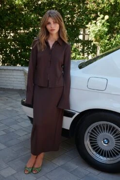 GOOD AMERICAN MATTE JERSEY LONG SLEEVE TOP | BARK003