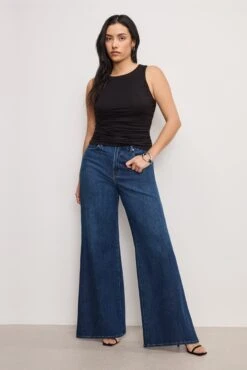 GOOD AMERICAN SOFT TECH GOOD WAIST PALAZZO JEANS | INDIGO977 -GOOD AMERICAN STORE 7.241210 20 GWPD10T I977 GWP B 0342