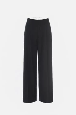 GOOD AMERICAN ESSENTIAL SUITING PLEATED CROPPED TROUSERS | DARK HEATHER GRAY
