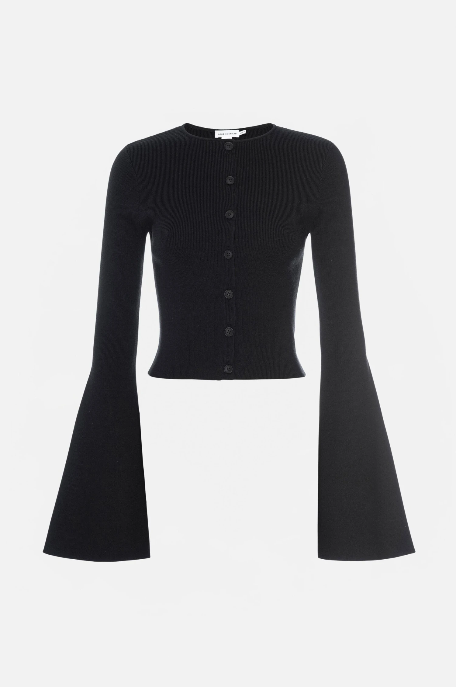 GOOD AMERICAN BELL SLEEVE KNIT CARDIGAN | BLACK001 3 GOOD AMERICAN BELL SLEEVE KNIT CARDIGAN | BLACK001