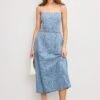 LITE LINEN DENIM MIDI DRESS | INDIGO794 -GOOD AMERICAN STORE H 250219 27 GFD386 I794 A 3061