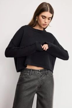 GOOD AMERICAN COZY KNIT CREW NECK | BLACK001 9 GOOD AMERICAN COZY KNIT CREW NECK | BLACK001 -GOOD AMERICAN STORE H 250513 19 GSK0357 K001 A 2288