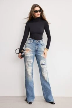 GOOD AMERICAN THE KHLOÉ JEAN LONG | INDIGO1067 -GOOD AMERICAN STORE H 250513 22 GKHLOSH156V I1067 A 2734