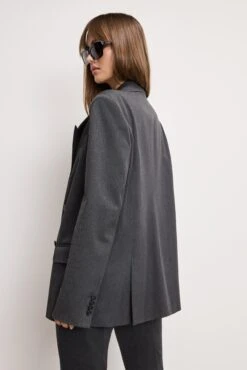 GOOD AMERICAN ESSENTIAL SUITING OVERSIZED DOUBLE BREASTED BLAZER | DARK HEATHER GRAY -GOOD AMERICAN STORE H 250604 15 GJK0183 DHGR A 1672