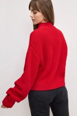 GOOD AMERICAN CHUNKY KNIT MOCK NECK SWEATER | CHILI001 -GOOD AMERICAN STORE H 250604 37 GSK0358 CHI1 A 4994