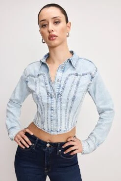 GOOD AMERICAN DOLLY DENIM CORSET SHIRT | INDIGO1021 14 GOOD AMERICAN DOLLY DENIM CORSET SHIRT | INDIGO1021 -GOOD AMERICAN STORE H 250307 04 GFD467DP I1021 A 0129