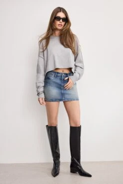 GOOD AMERICAN COZY KNIT CREW NECK | MELANGE GREY -GOOD AMERICAN STORE H 250513 13 GSK0357 MLGR A 1492