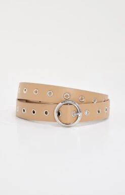 SKINNY EYELET BELT | TAN002