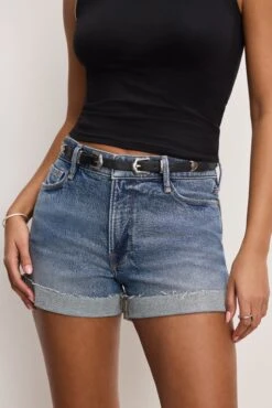 GOOD AMERICAN SKINNY DOUBLE BUCKLE BELT | BLACK001