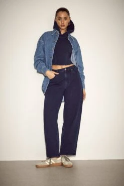 GOOD AMERICAN JEANIUS BARREL SWEATPANTS | INDIGO1029